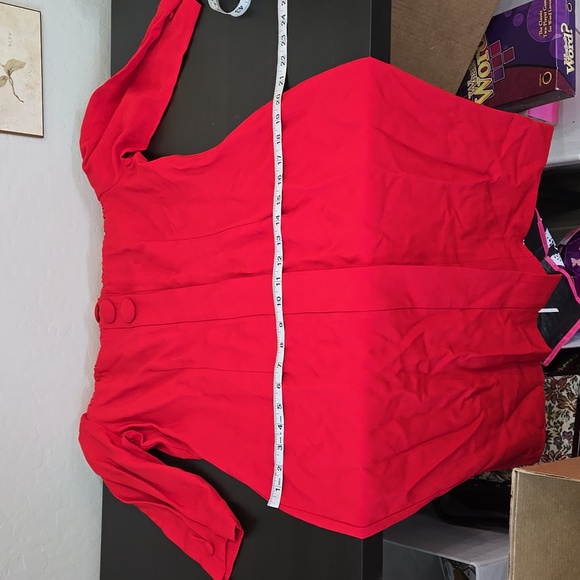 Vintage John Roberts Red Front Button Dress Top Three Oversized Buttons SZ 10/12 - Picture 11 of 12